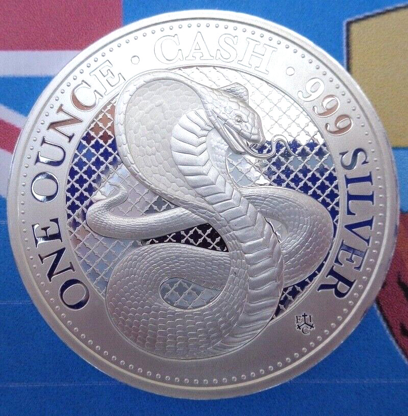 2022 St. Helena COBRA £1 Cash India Wildlife .999 fine silver coin