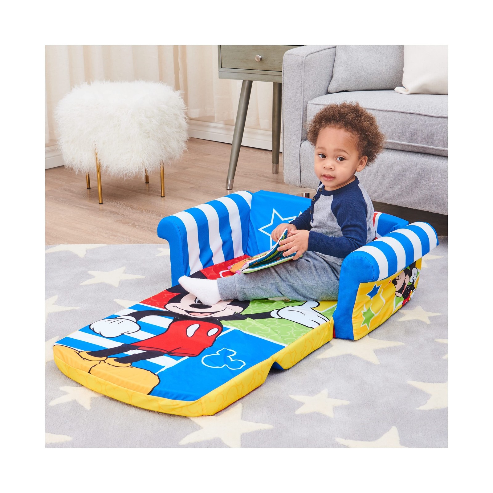 Marshmallow Furniture Kids Sofa, 2-in-1 Flip Open Foam Couch and Bed, Mickey ...
