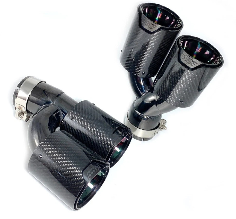Pair Dual Exhaust Tip Real Carbon Fiber Tailpipe For BMW 525i 528i 530i G30 G31
