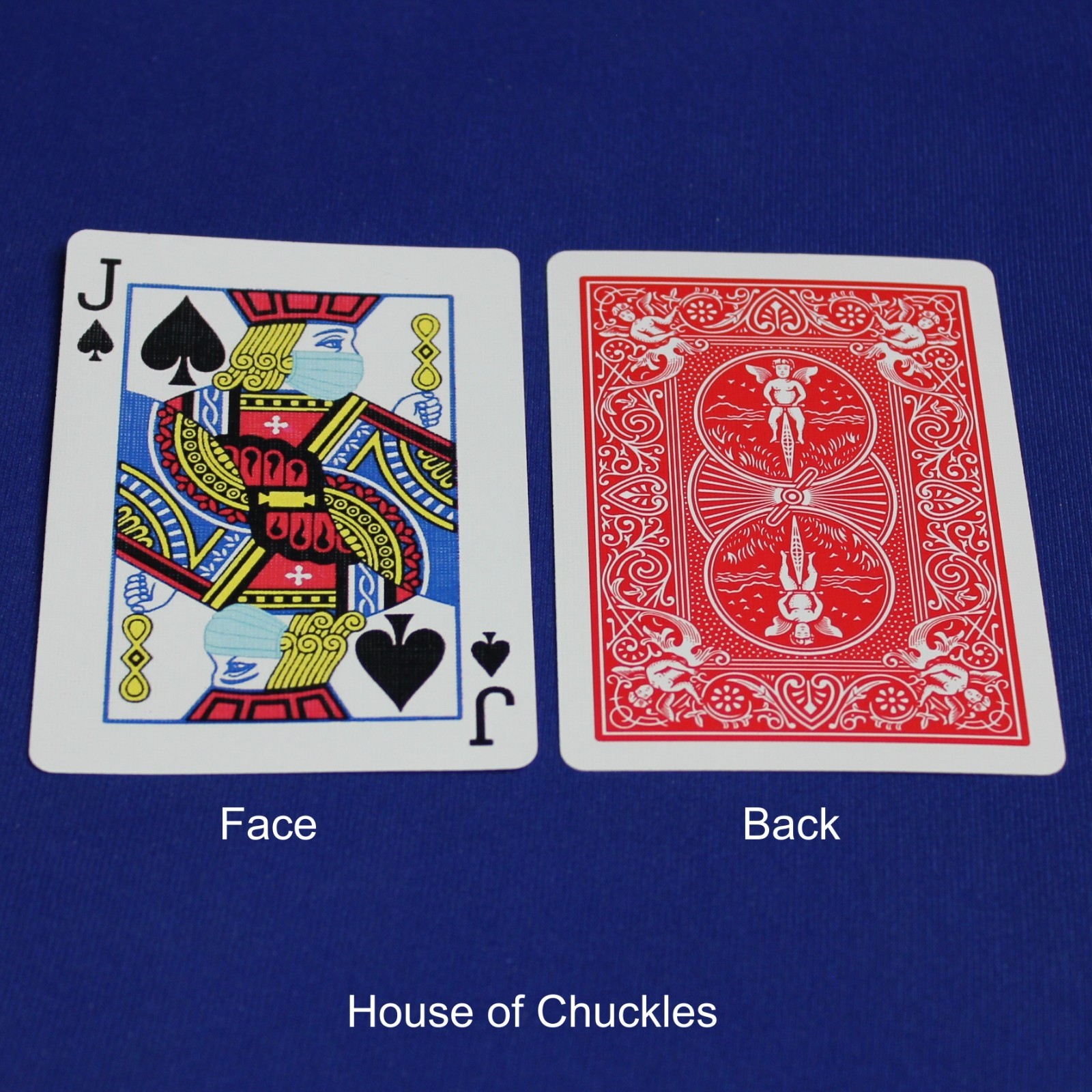 Covid Masked Jack of Spades, Bicycle Printed Gaff Card, Red