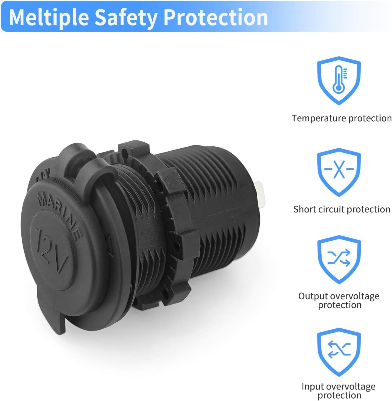 Versatile 12V Cigarette Lighter Socket with Built-in Fuse for Secure Connections