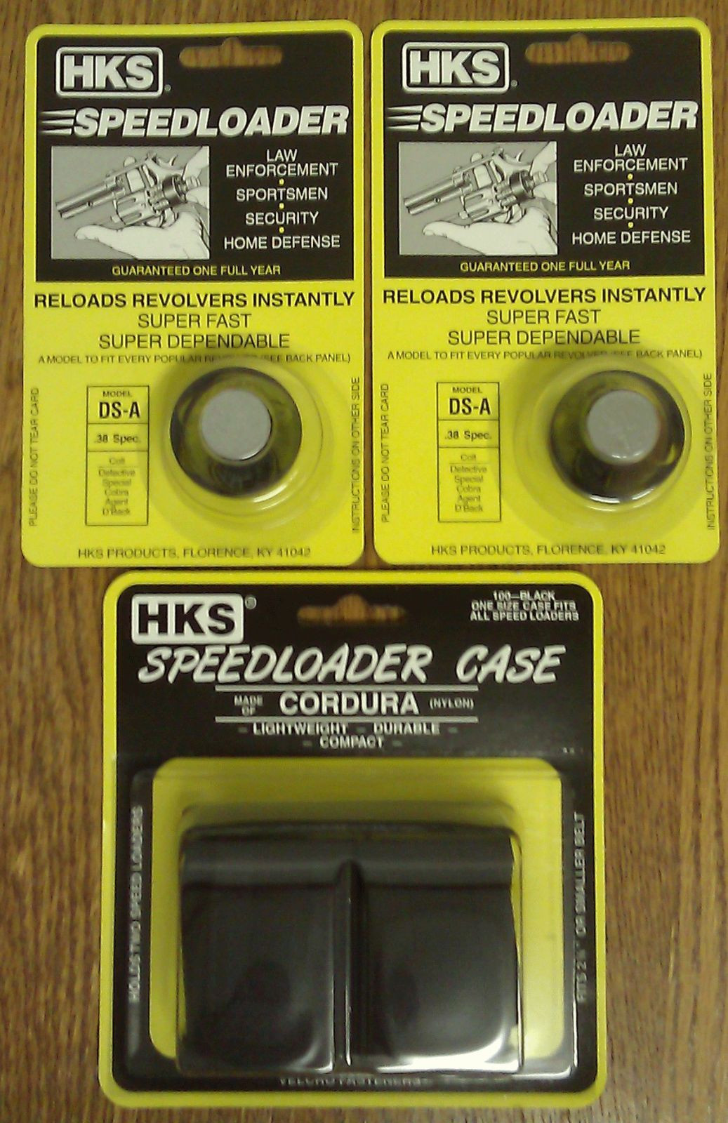 (2 PACK with Pouch) HKS DS-A Speedloaders [6-shot .357/38] + HKS 100B Nylon Case