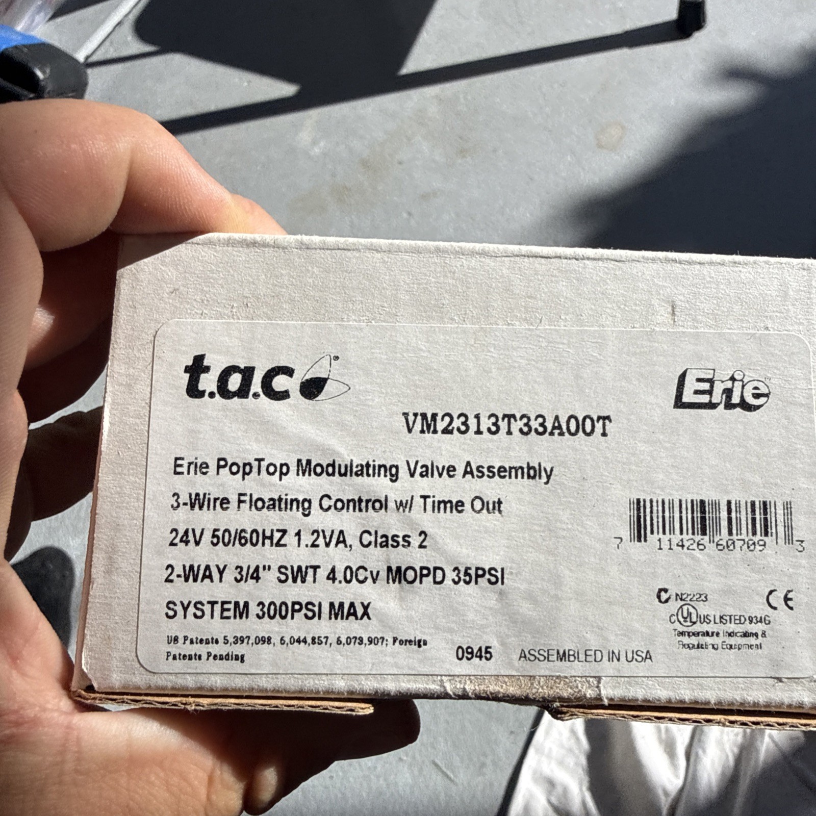 t.a.c Erie AT33A00T PopTop Modulating NSR Valve Assembly Actuator
