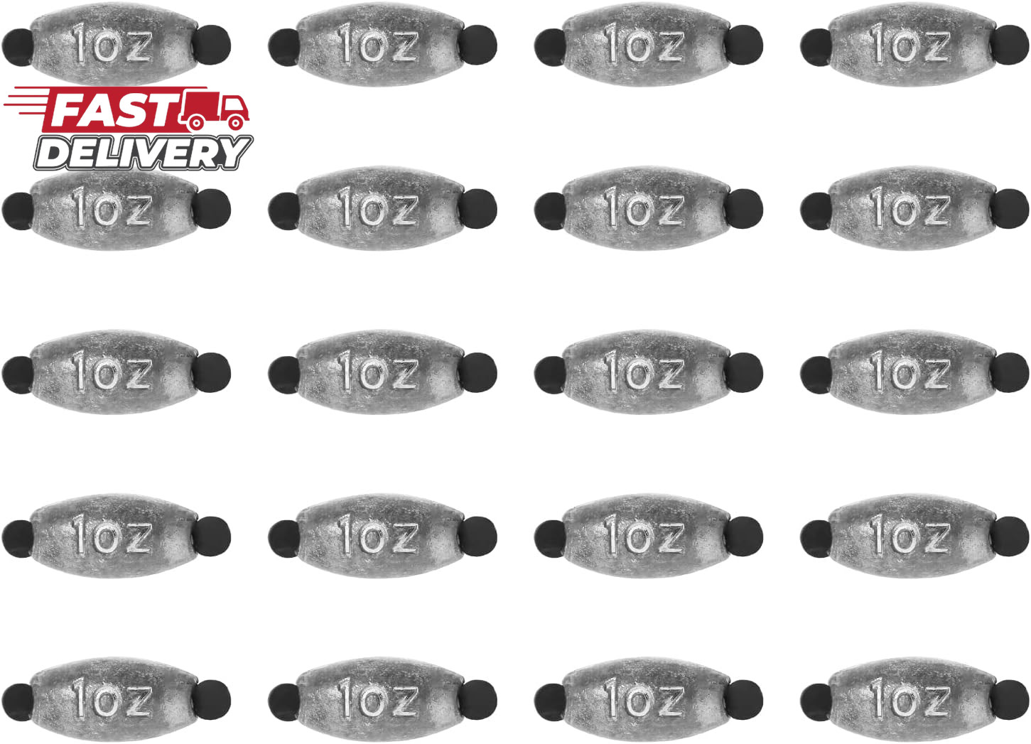 20 Pack Removable Rubber Core Weights Twist-Lock Sinker Size 1/16 1/8 3/16 1/4 3