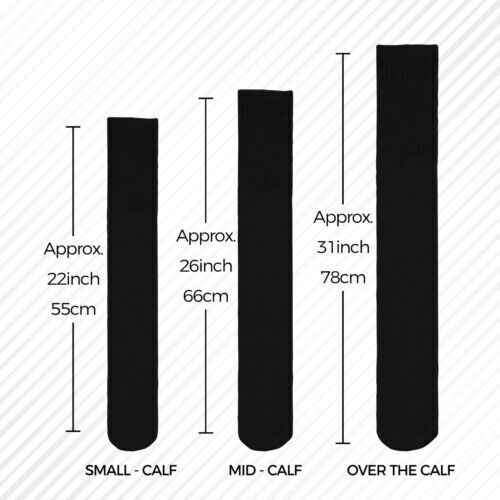 6-12-18 Pairs Men's Black Tube Socks Over The Calf Sport Cotton Socks Big &Tall