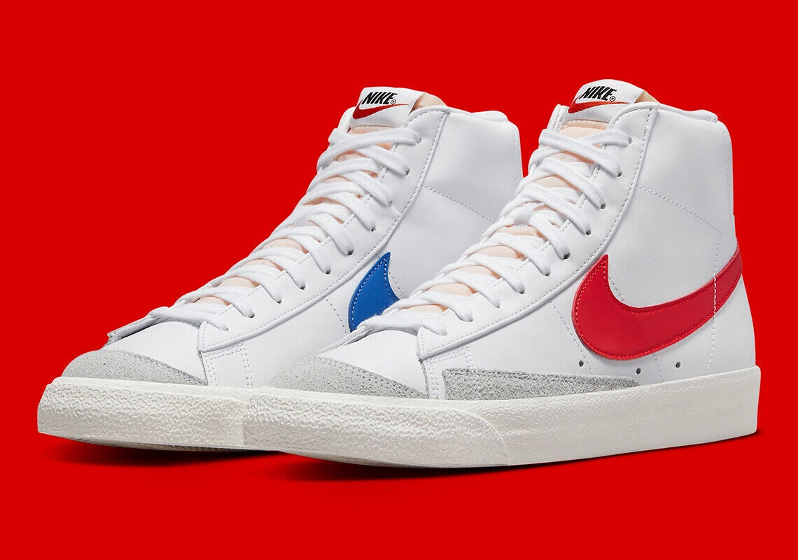 Nike Blazer Mid '77 Vintage Mismatched Swoosh Blue Red BQ6806-117 Men's Sizes