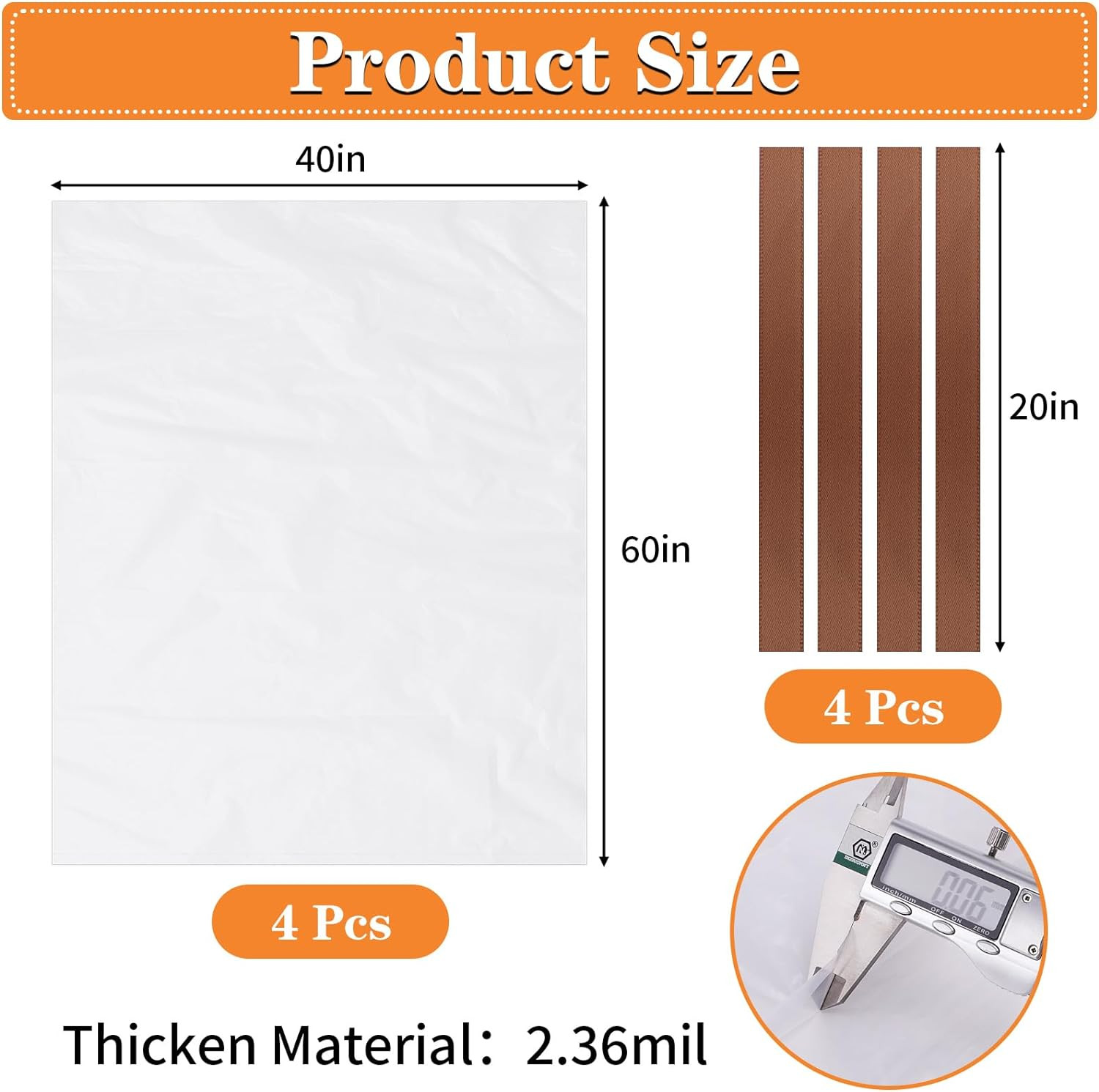 4 Pack Large Clear Plastic Bags, 40" X 60" Moistureproof Dustproof Large Stor...