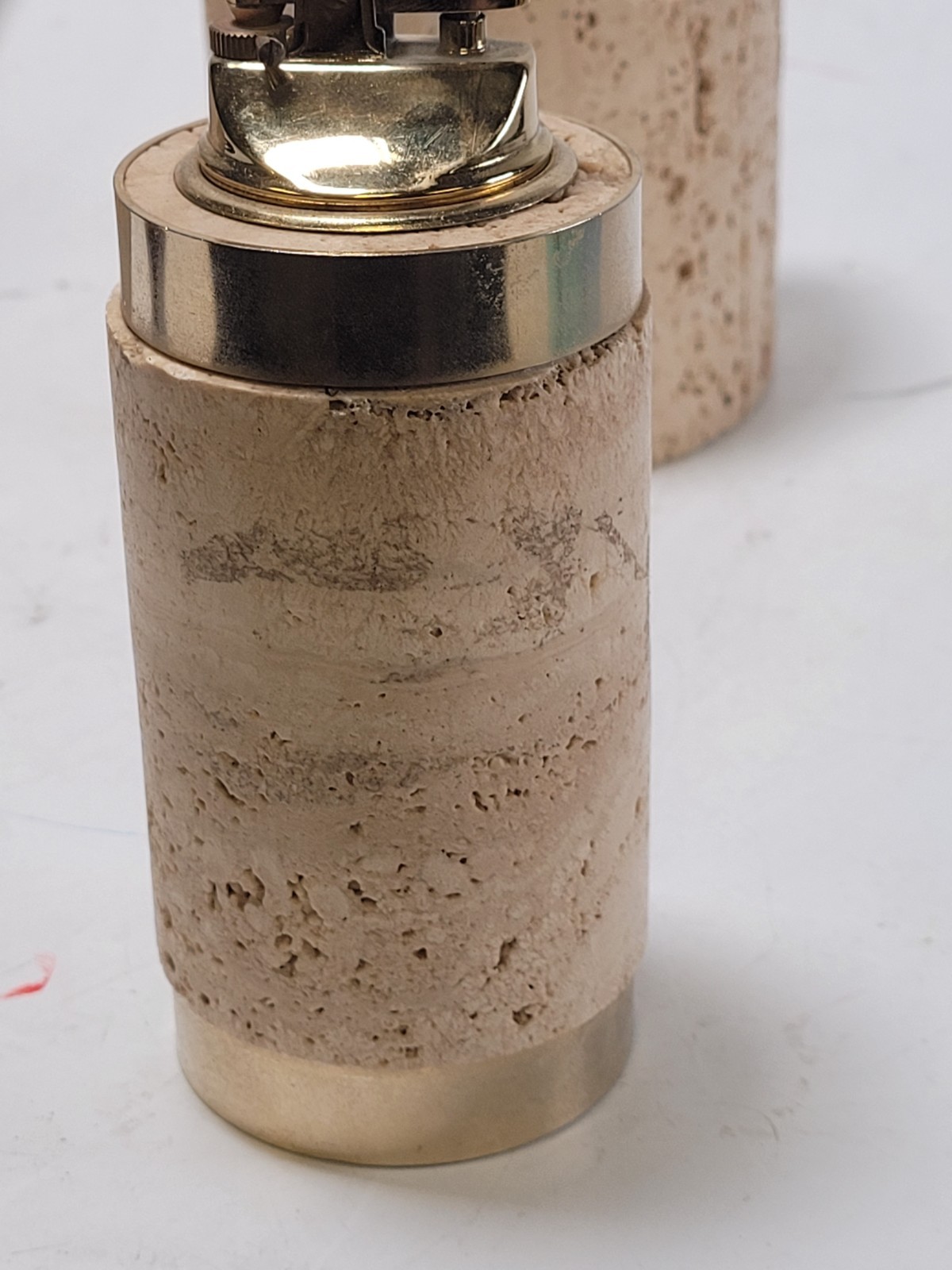 Travertine Cerri Nestore Lighter And Holder Made In Italy