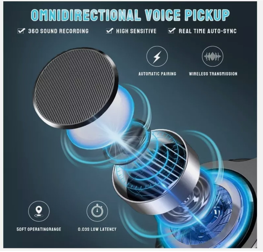 Lavalier Microphone Wireless Audio Video Recording Mini Mic For iphone lighting