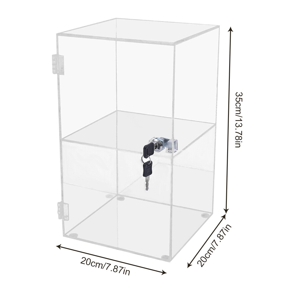 2-layers Countertop Display Case 20*20*35cm Locking Security Showcase Cabinet US