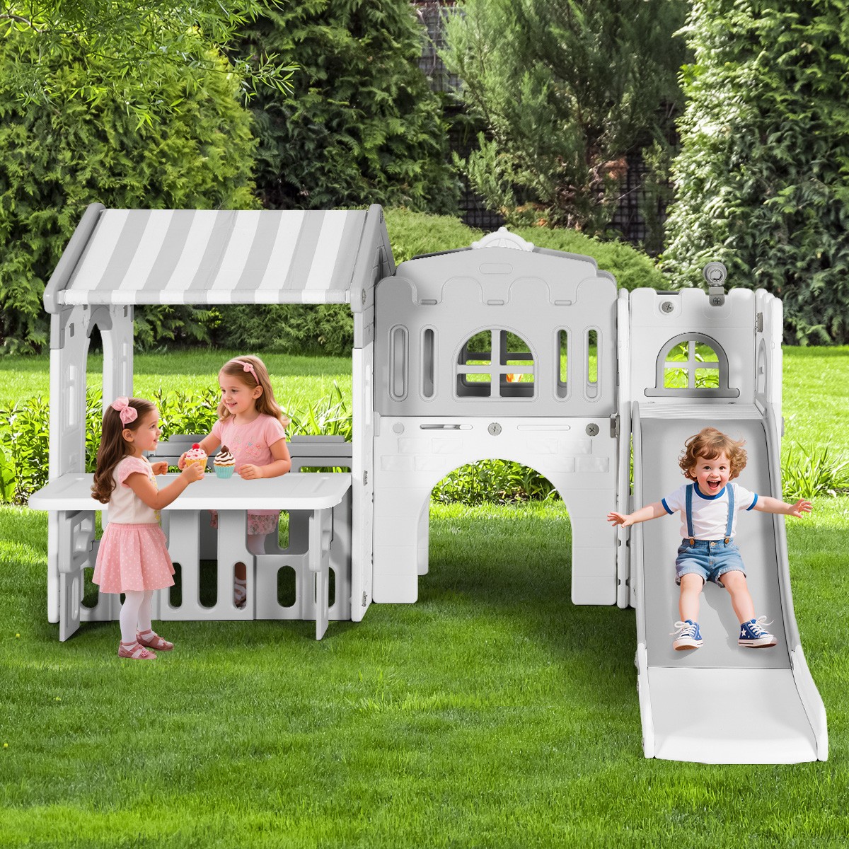 9IN1 Toddler Slide Climber Playset with Playhouse Indoor Outdoor Playground