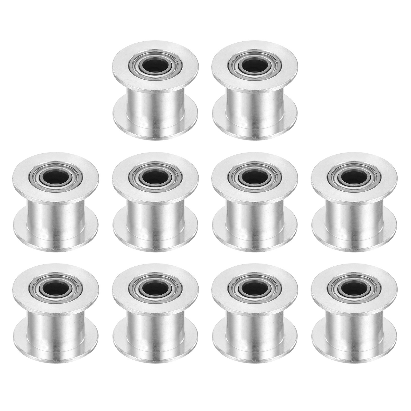 10 Pcs 2GT Idler Pulley Toothless 5mm Bore for 10mm Belt Silver