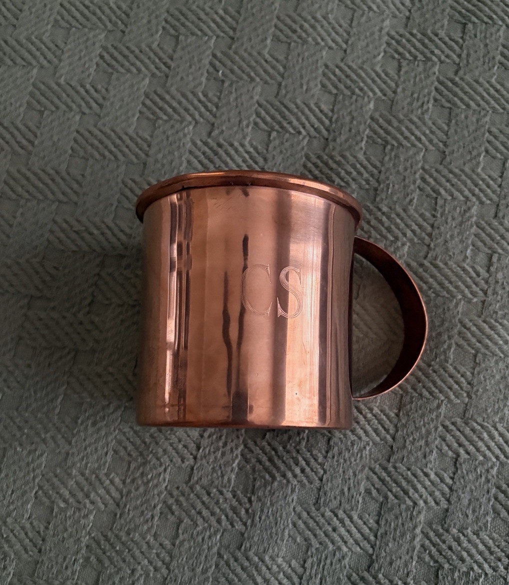 CIVIL WAR ERA COPPER Soup Mug Engraved CS Confederate Reproduction Reenactment