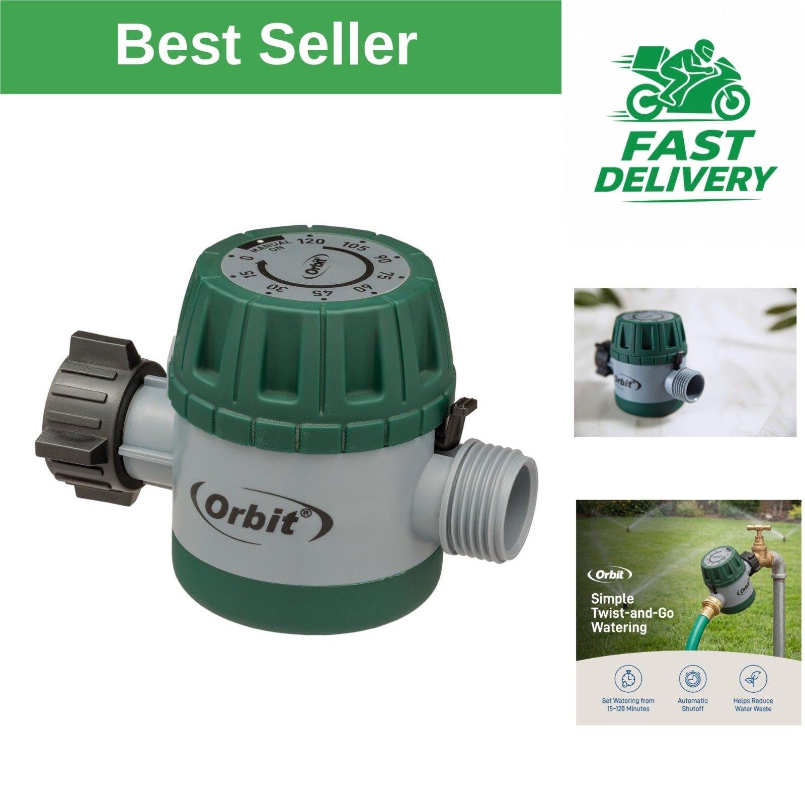 Orbit Mechanical Water Timer - Adjustable Hose Faucet Timer 62034