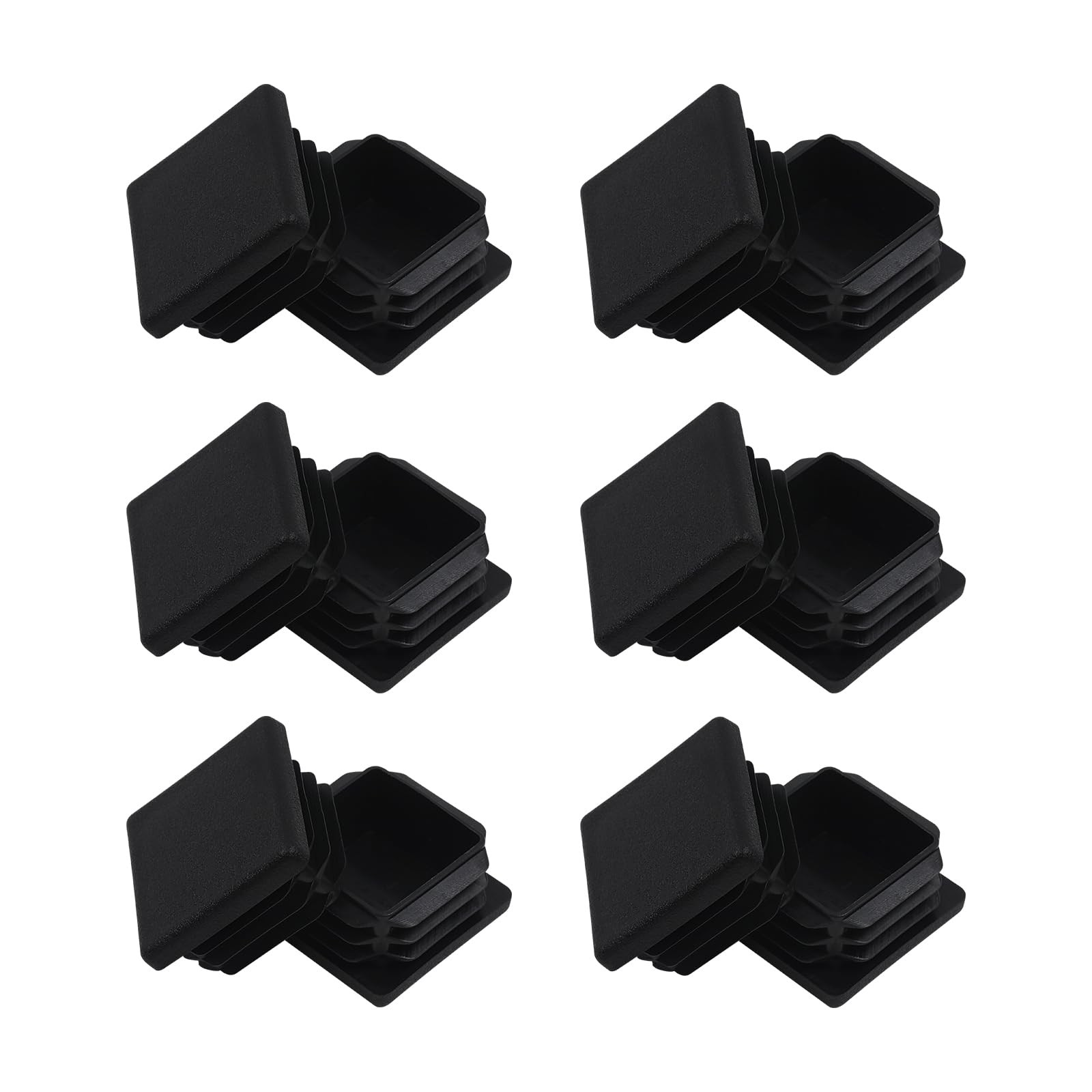 Surnews 1.5" Square Black Plastic Plugs, 12 Pack, 1.5 inch x inch,