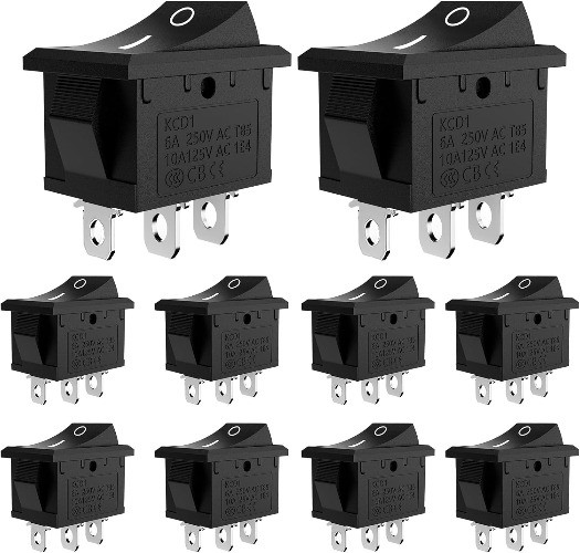 Mini Rocker Switch 3 Pin ON Off ON 2 Position 6A 250V AC 10A 125V AC T85 KCD1