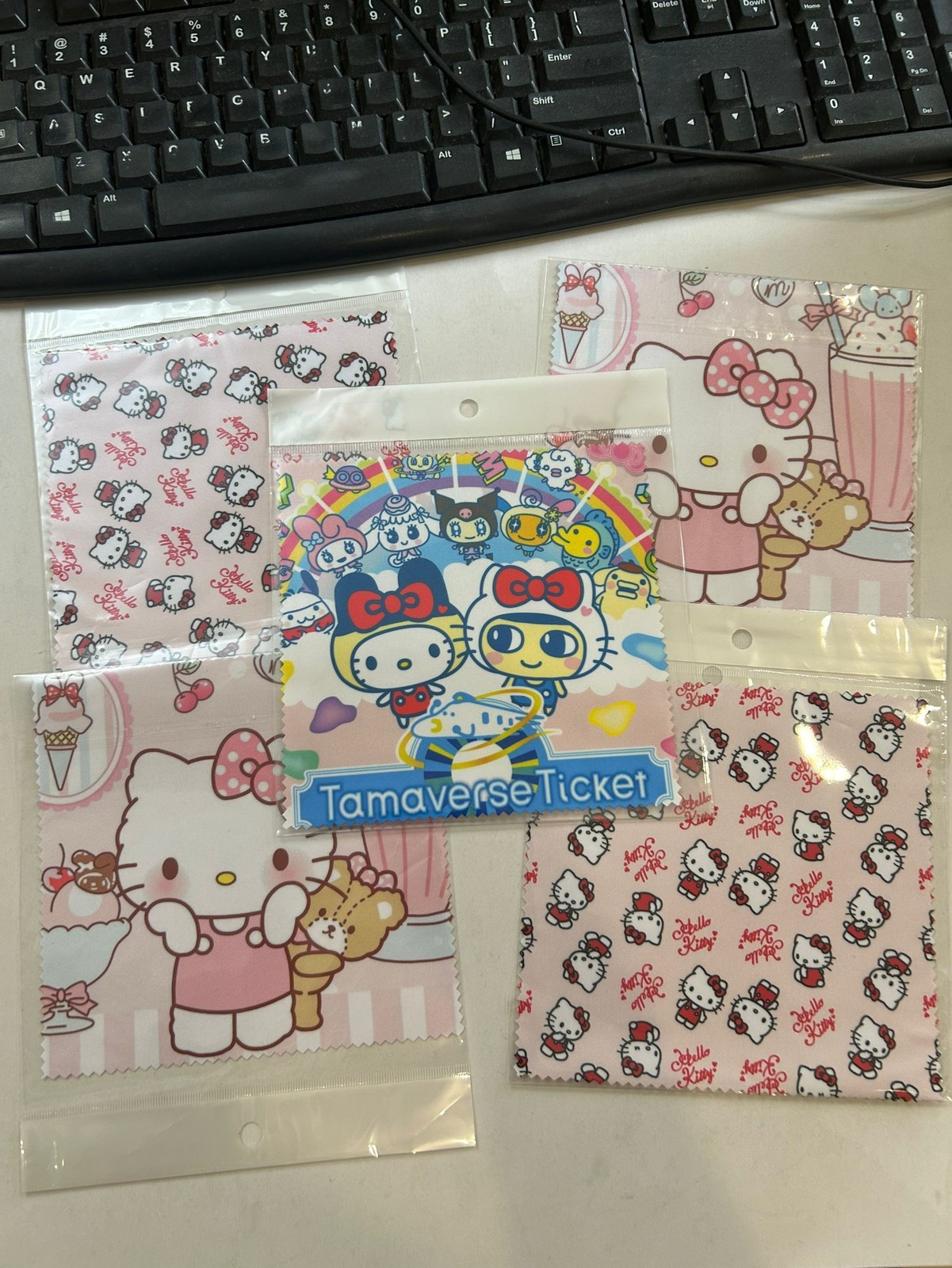 5pcs KT-Kitty Anime Fashion Glasses Cleaning Cloth Cartoon Eyewear Tool