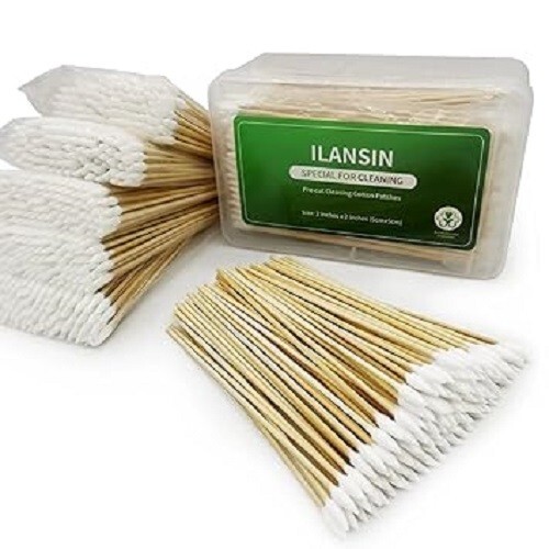 500PCS Precision Gun Cleaning Swabs, 6 Inch Pointed Cotton Swabs with Case