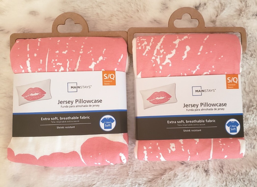 Pillowcase by Mainstays Jersey Pillowcase.  "KISS" Lot of 2
