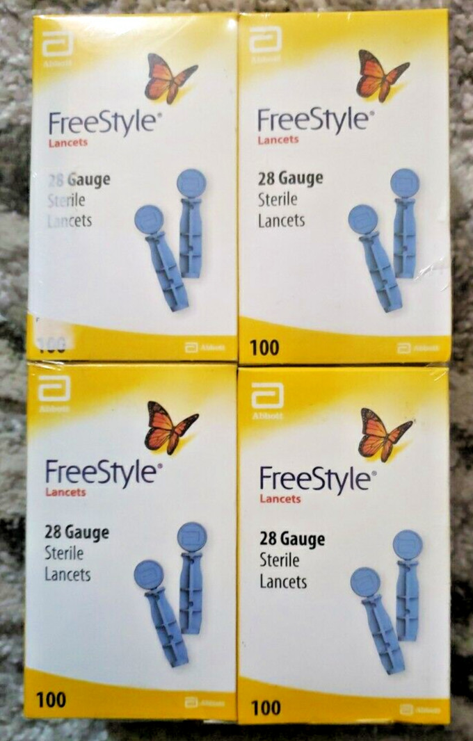 Freestyle 28 Gauge Sterile Lancets  4 - Packs of 100 EXP 11/28 9/28 11/28 9/27