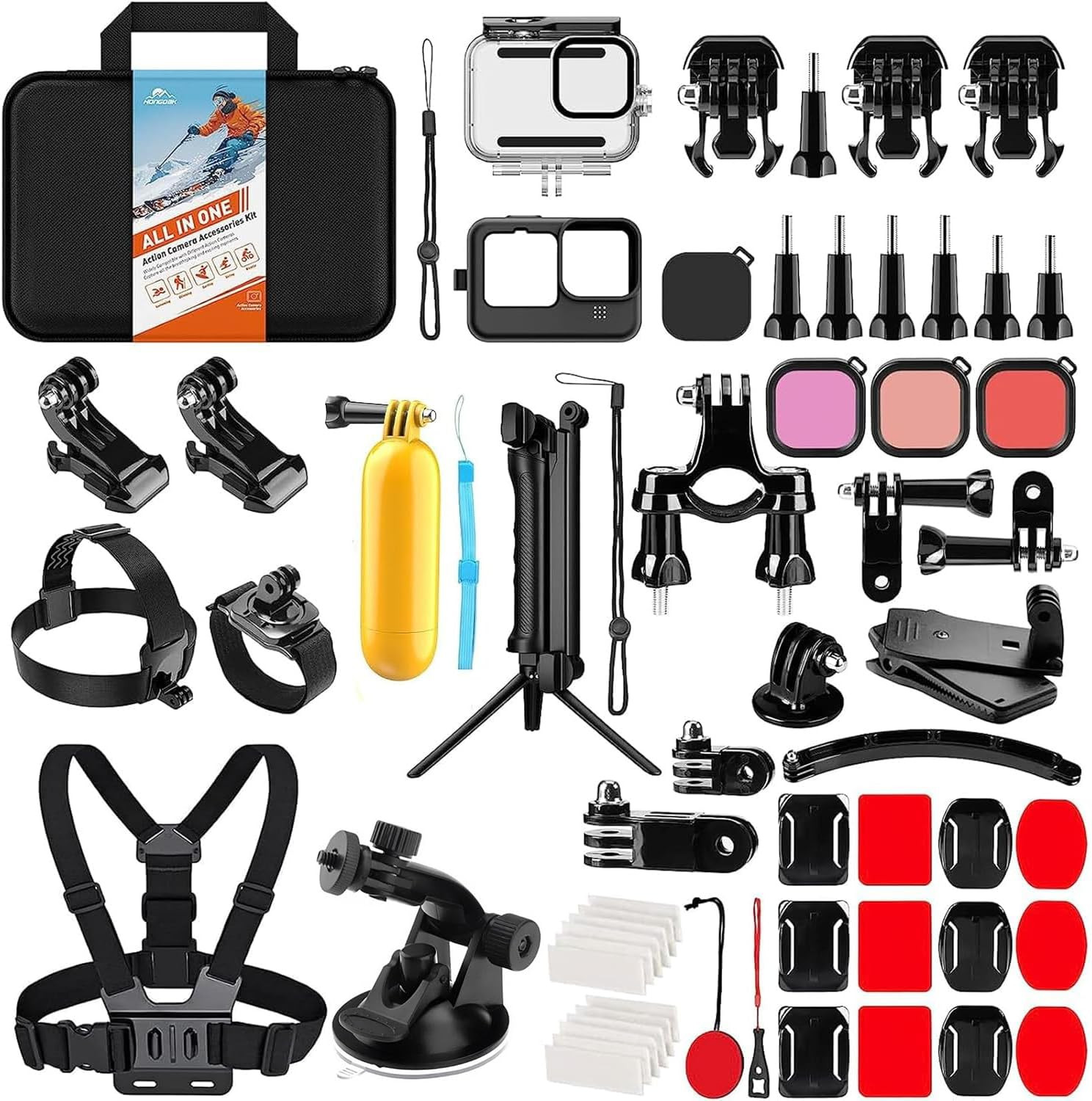 Action Camera Accessories Kit for Gopro Hero 13 12 11 10 9 Black, Waterproof Hou