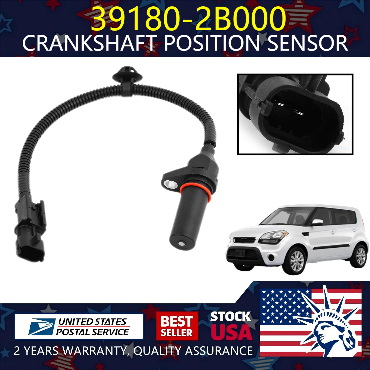 Genuine Crankshaft Position Sensor 39180-2B000 For 2013 Kia Soul / US Stock