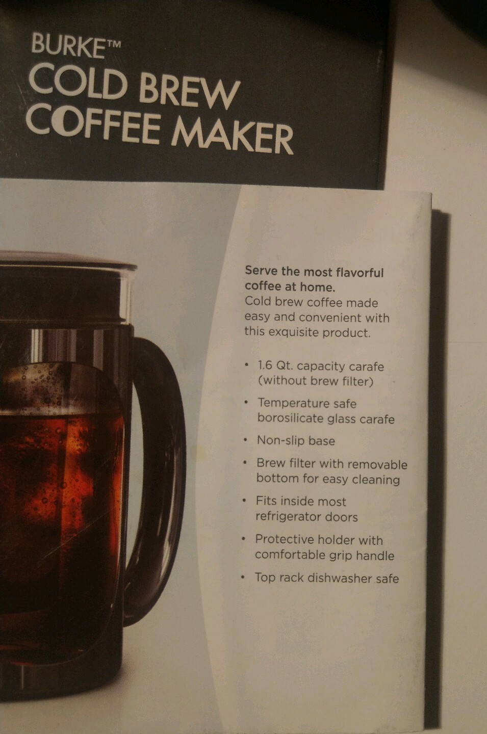 EUC PRIMULA Cold Brew Coffee Maker + Brew Filter - 1.6 Quarts