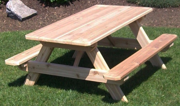 A&L Furniture Co. 4' Amish-Made Cedar Kids Picnic Table, Available in 9 Colors