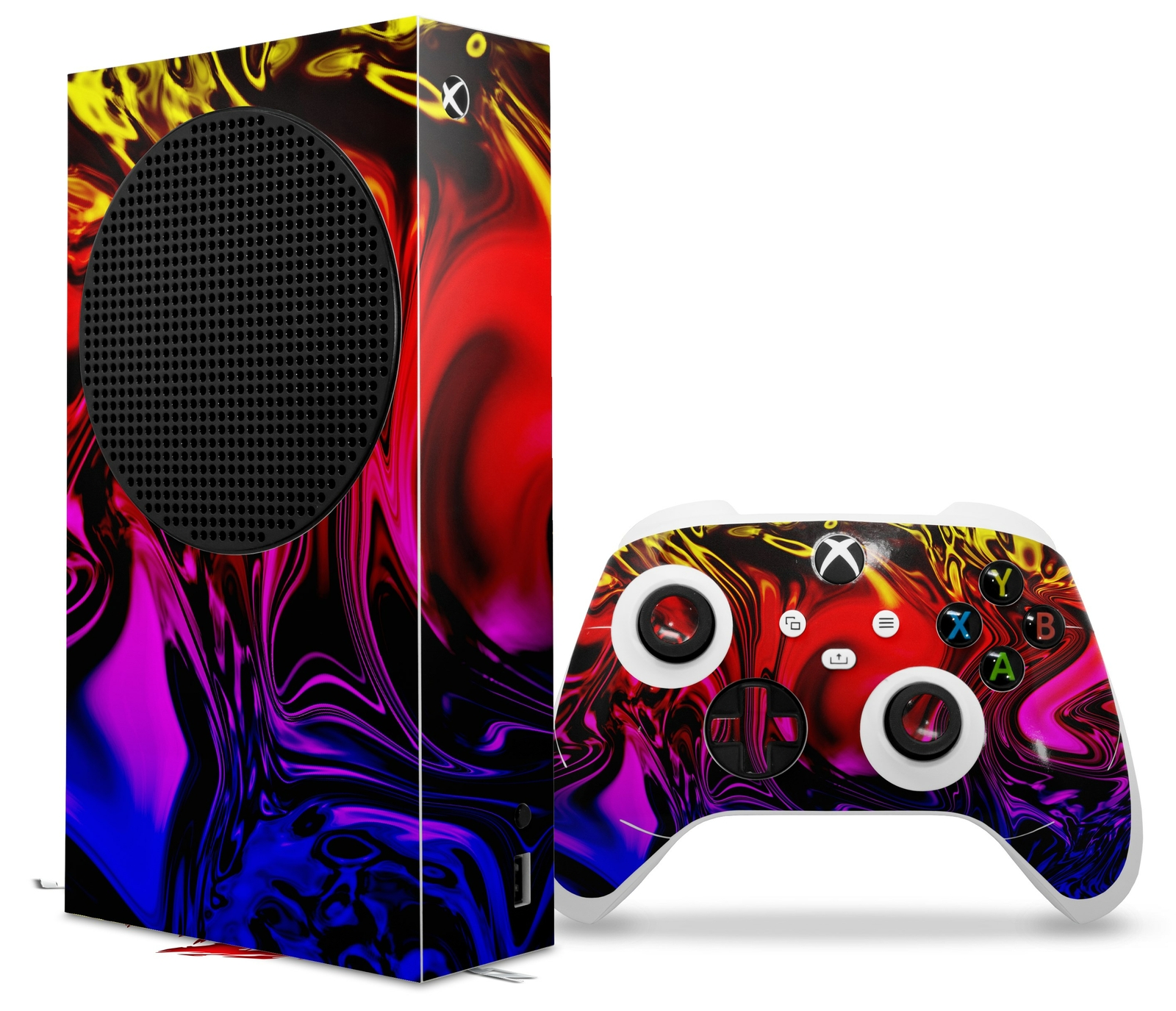 Skins XBOX Series S Console Controller Liquid Metal Chrome Flame Hot