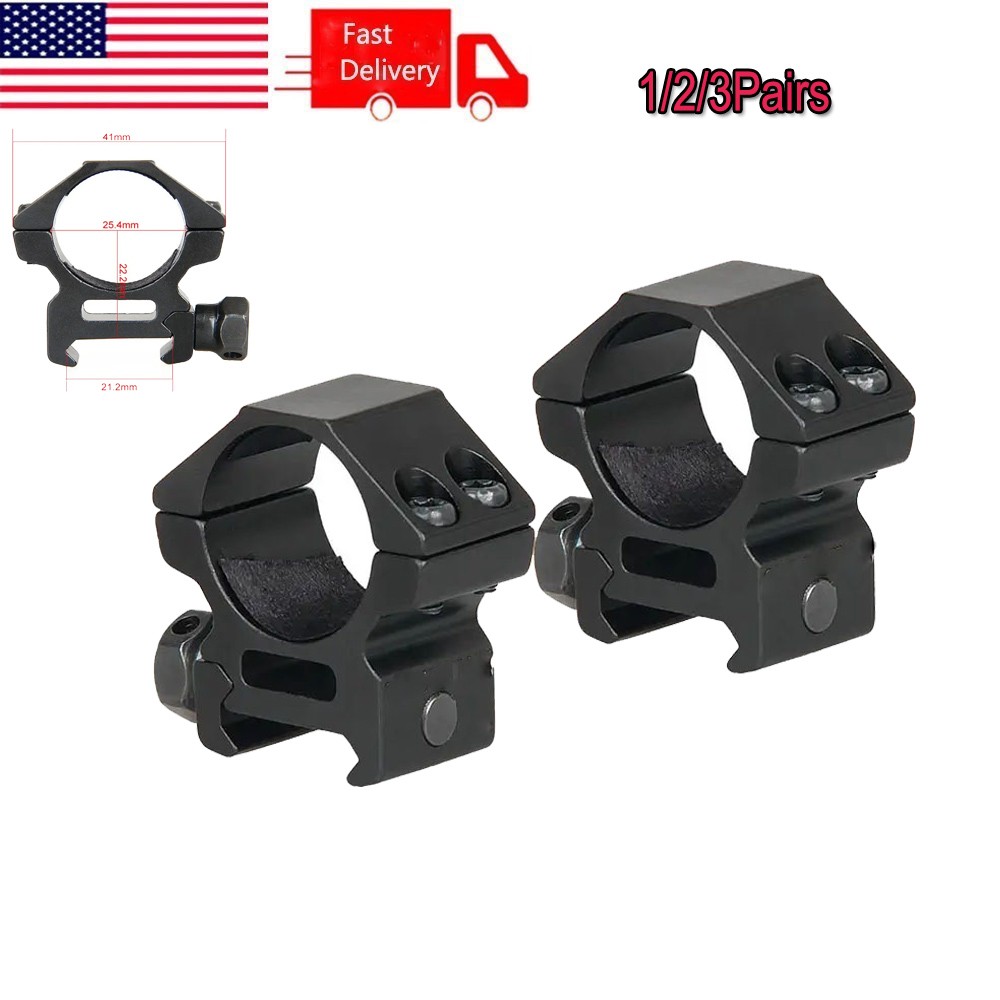 1 Inch Low Profile Scope Rings For 20mm Picainny Rail Mount Aluminum Black US