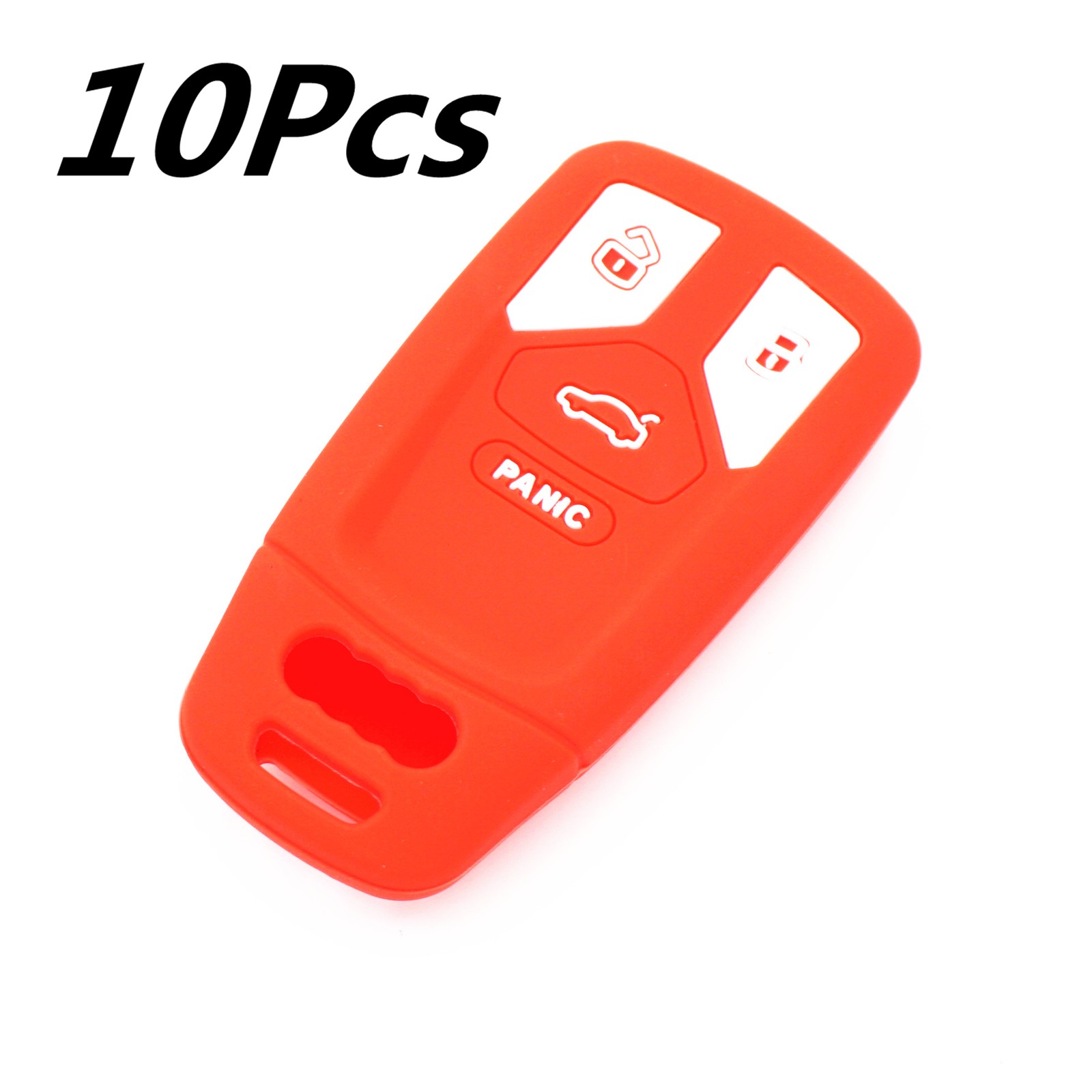 10Pcs Red Silicone For Audi A4 A5 S5 Q5 Q7 TT 4 Button Remote Key Fob Cover Case