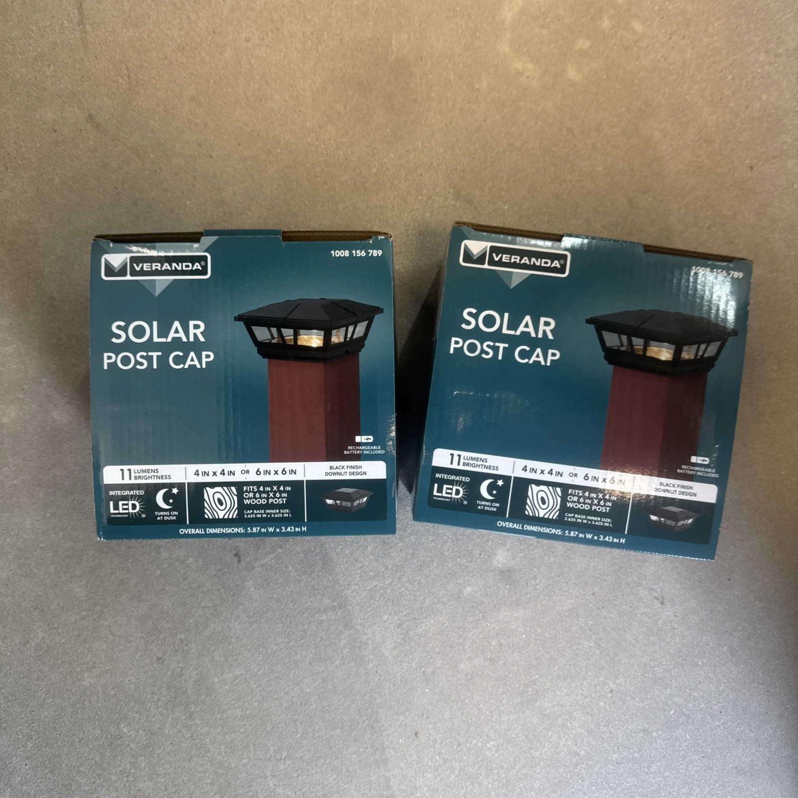 2x Veranda Solar LED 4”x4” Or 6”x6” 11 Lumen BLACK Post Cap Light 1008156789