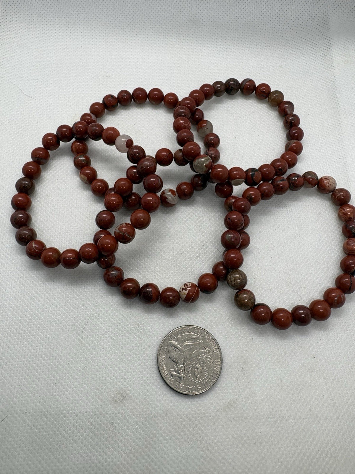 Stretch beaded bracelet Red Jasper