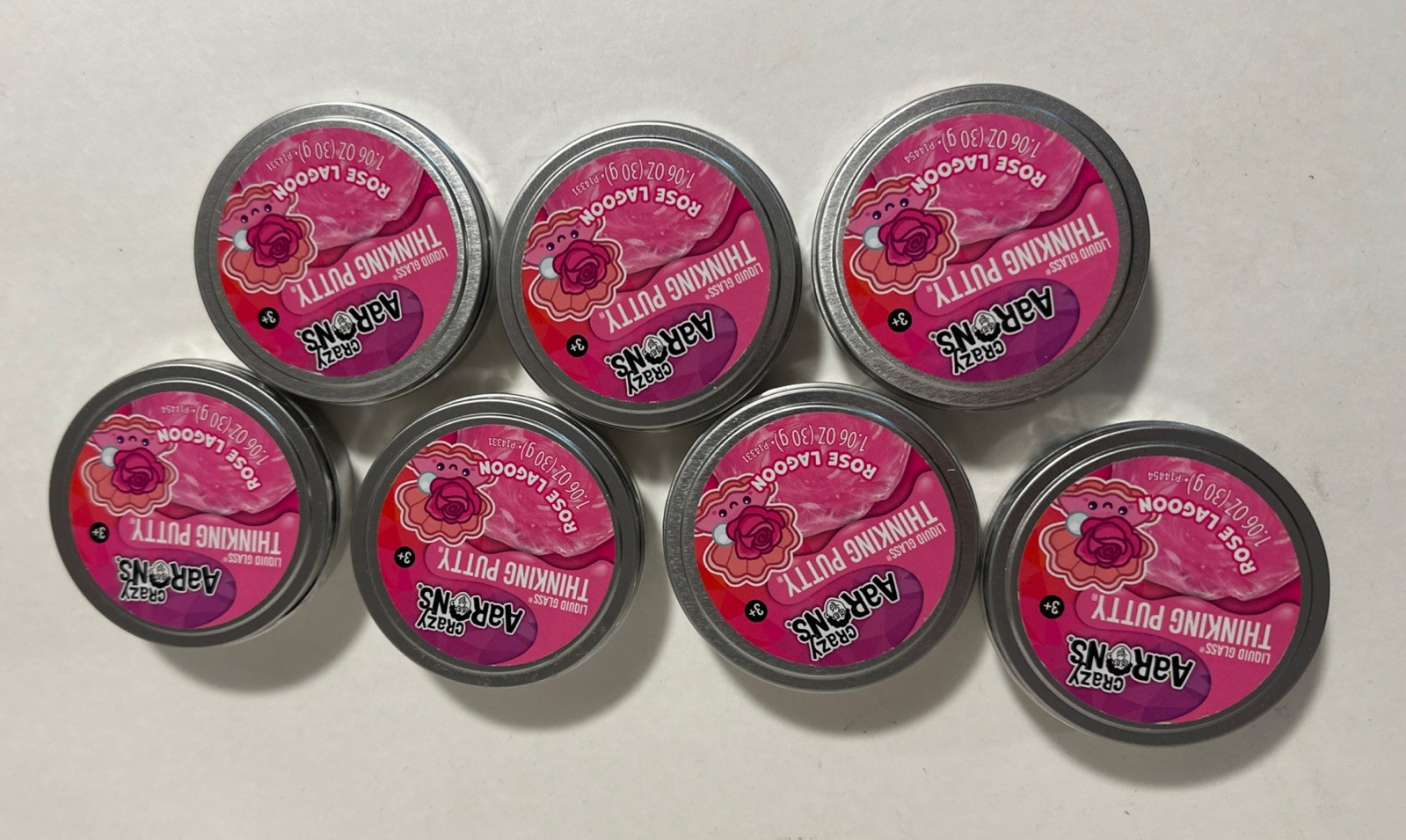 Lot Of 7 Aaron's Crazy Liquid Glass Thinking Putty 1.06 oz Rose Lagoon