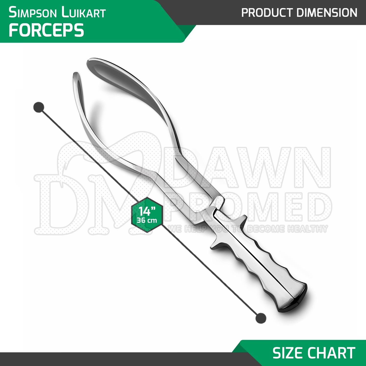 Simpson Luikart 14" Solid Obstetrical Forceps Surgical Gynecology Instrument