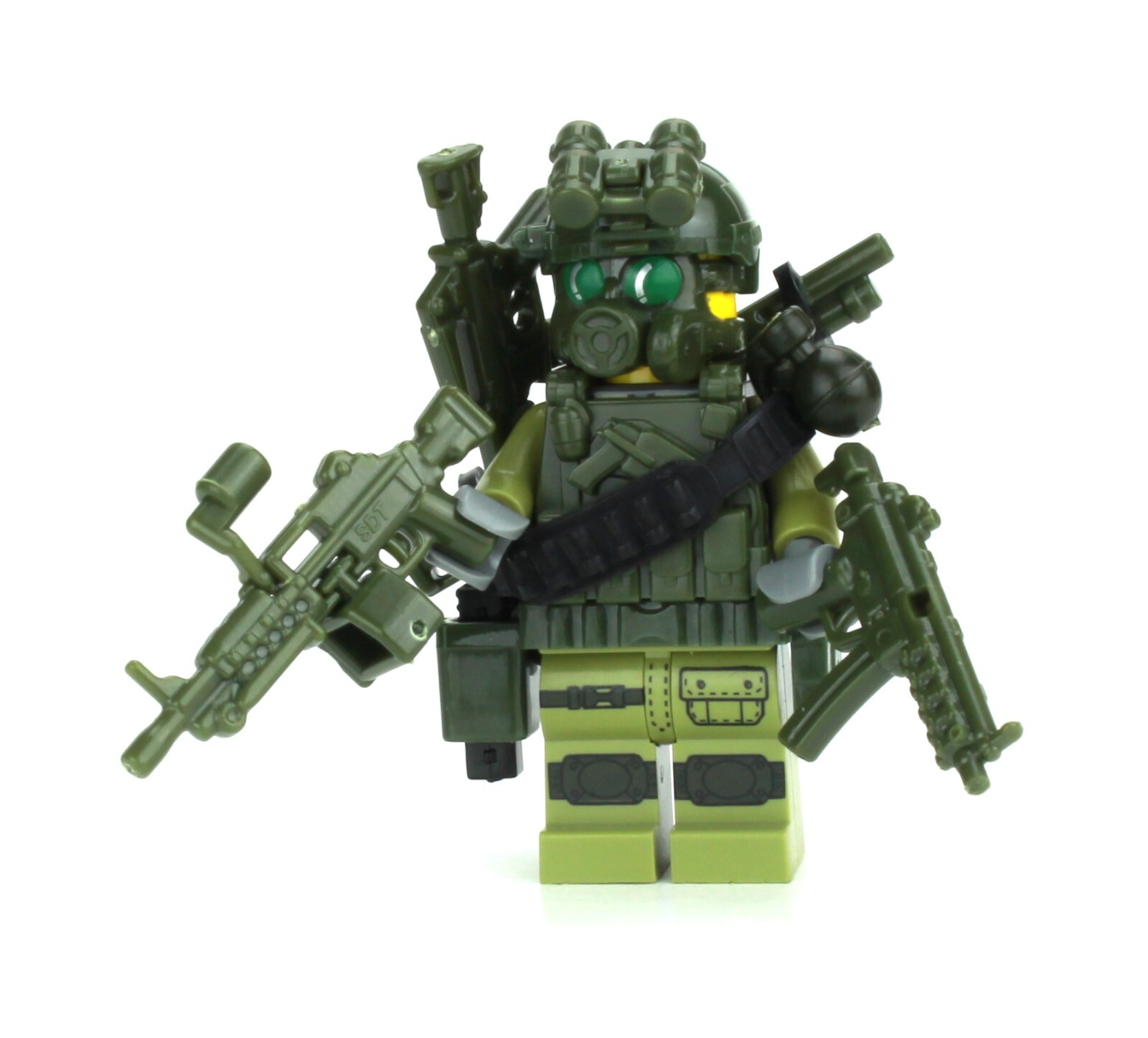 Battle Brick Green Commando Army Soldier Minifigure made with real LEGO® minfig
