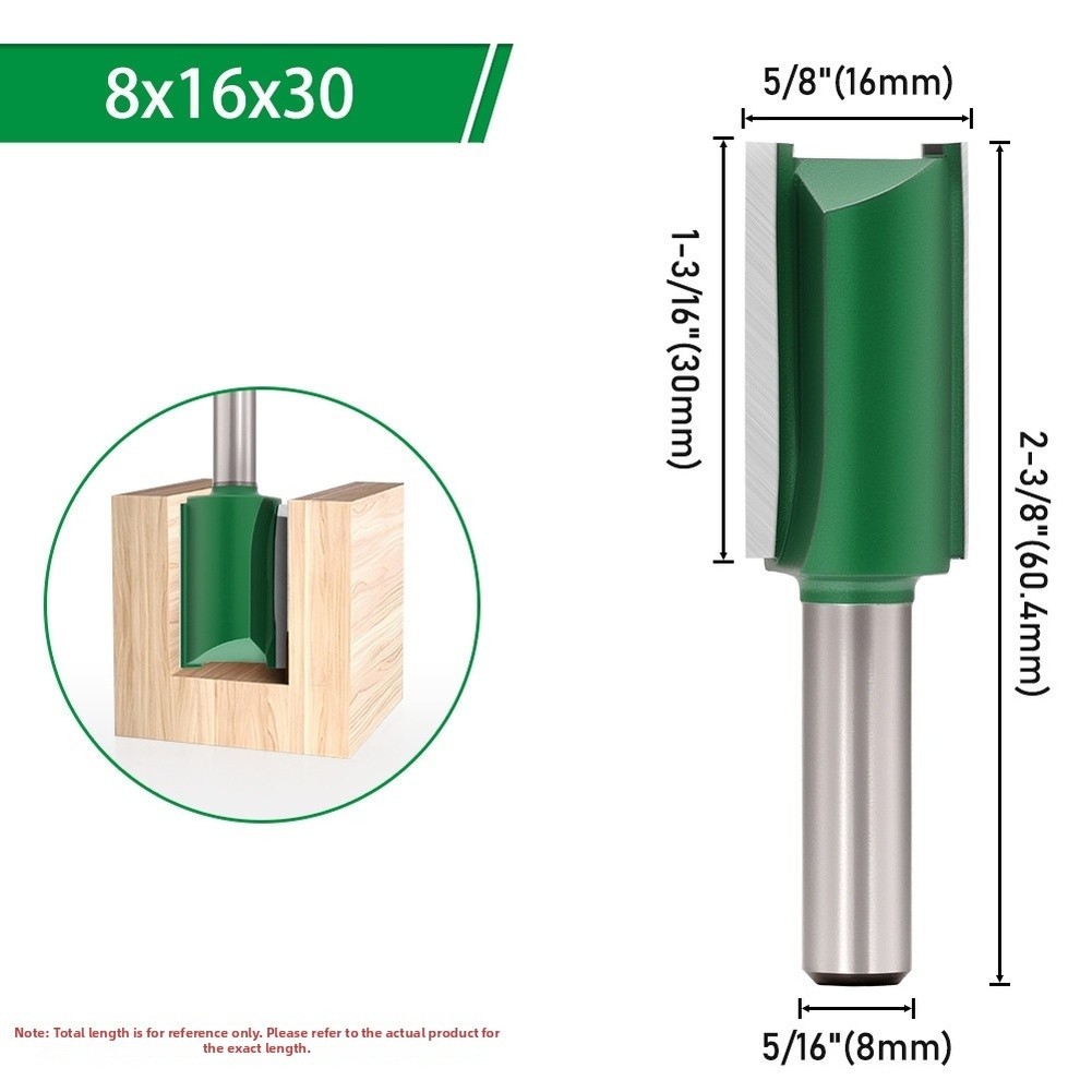 Carbide Steel Straight Router Bit with 8mm Shank for Wood Trimming Engraving