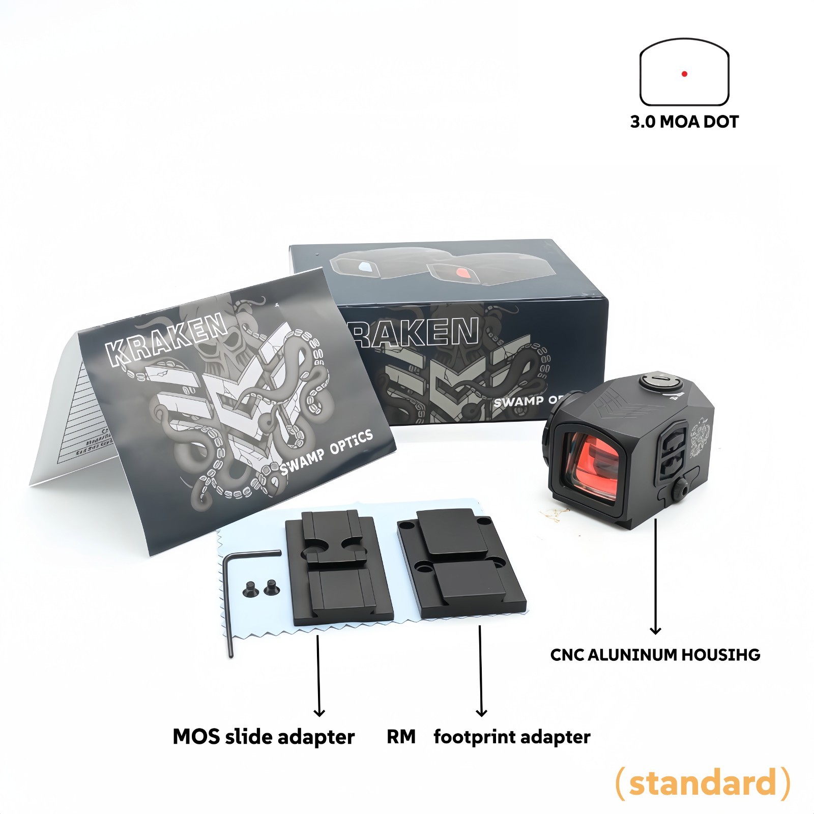 KRAKEN 3MOA RED DOT SIGHT Closed Emitter RMR and MOS Basic Mount Shack Awake