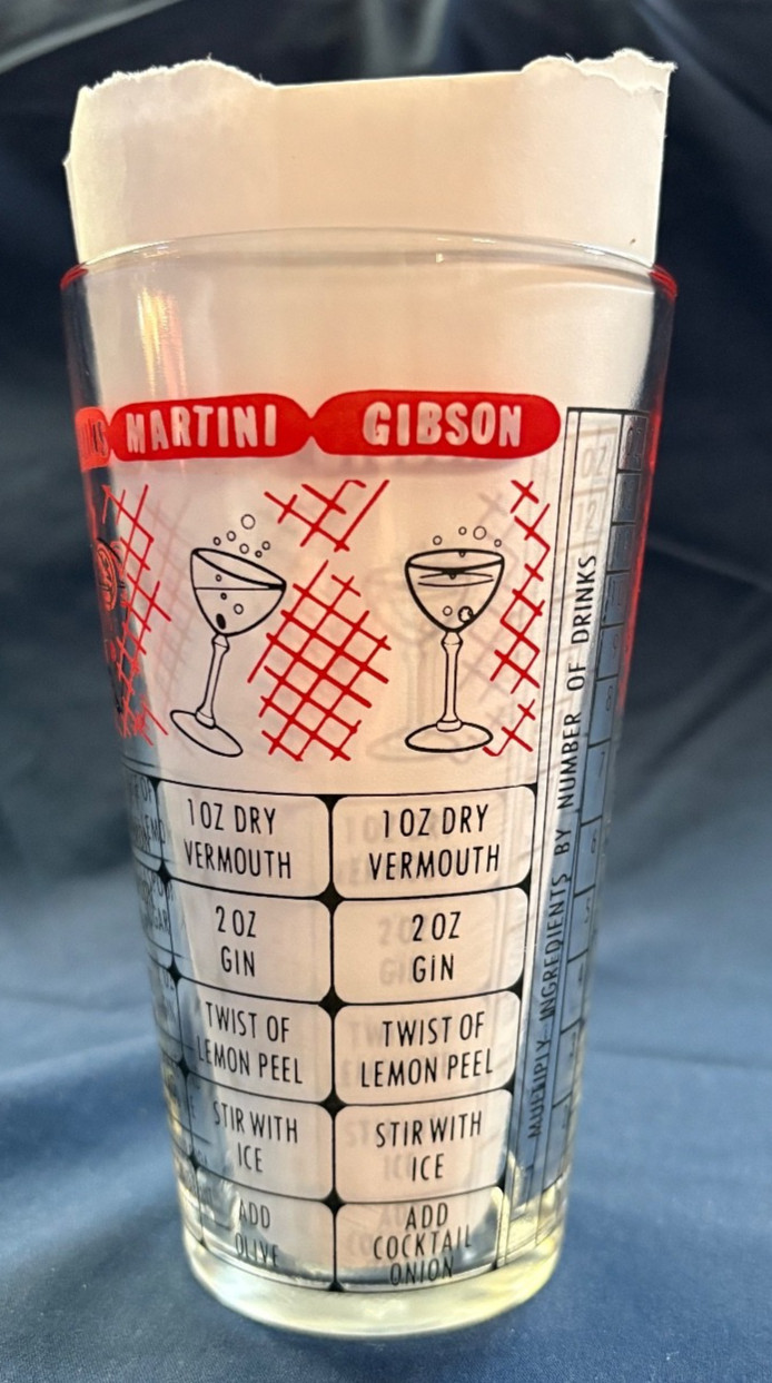 MCM cocktail recipe mixer glasses, set of 2, one Federal