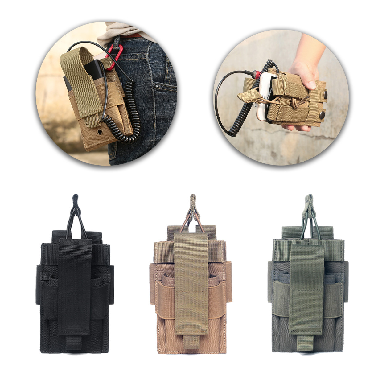 Tactical Molle Phone Pouch Walkie-Talkie Power Bank Nylon Military Bag Universal