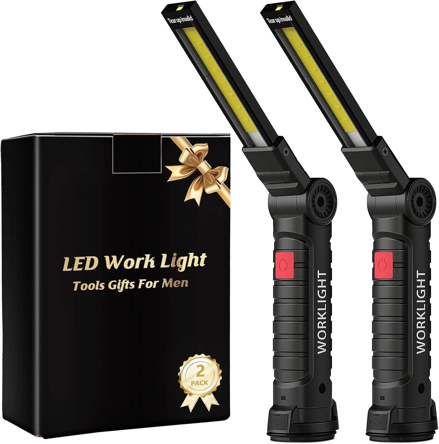 2 PACK Rechargeable LED Work Light DIY Home with Magnetic Base, Christmas Gifts