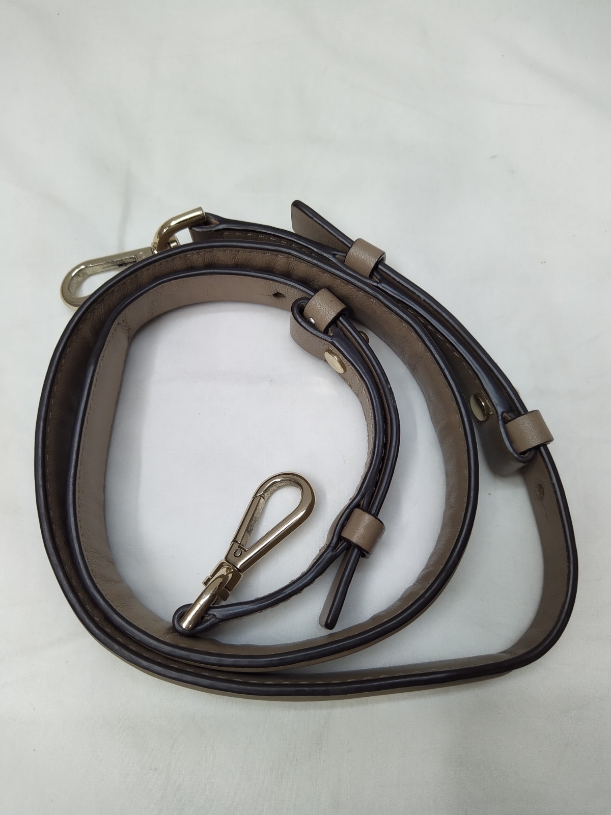 Gray Leather Replacement Strap W/ Godltone Push Gate Hook