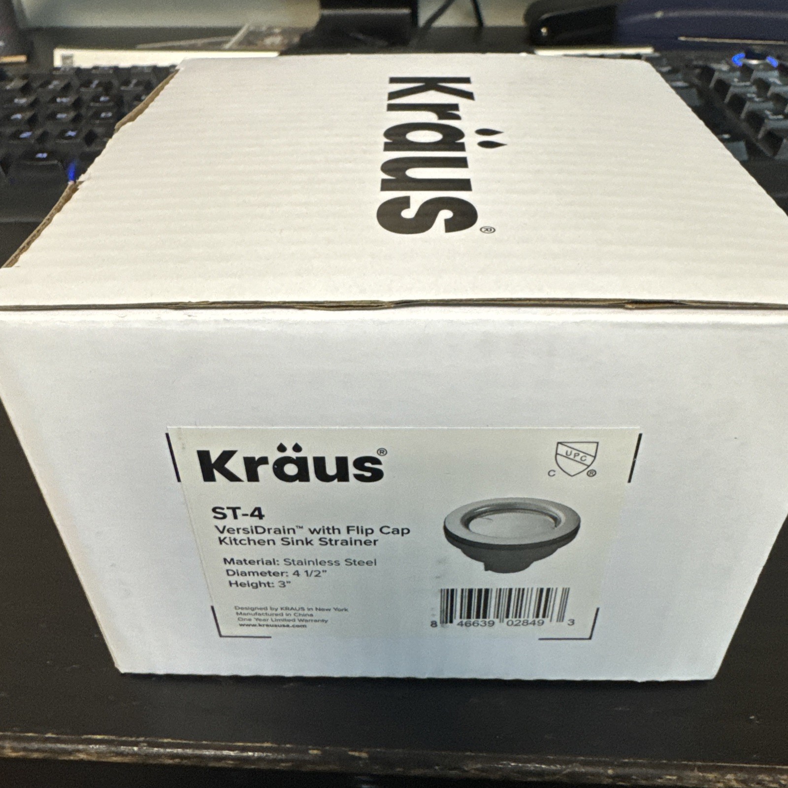 NEW KRAUS Versi Drain Stainless Steel Flip Cap Kitchen Sink Strainer ST-4