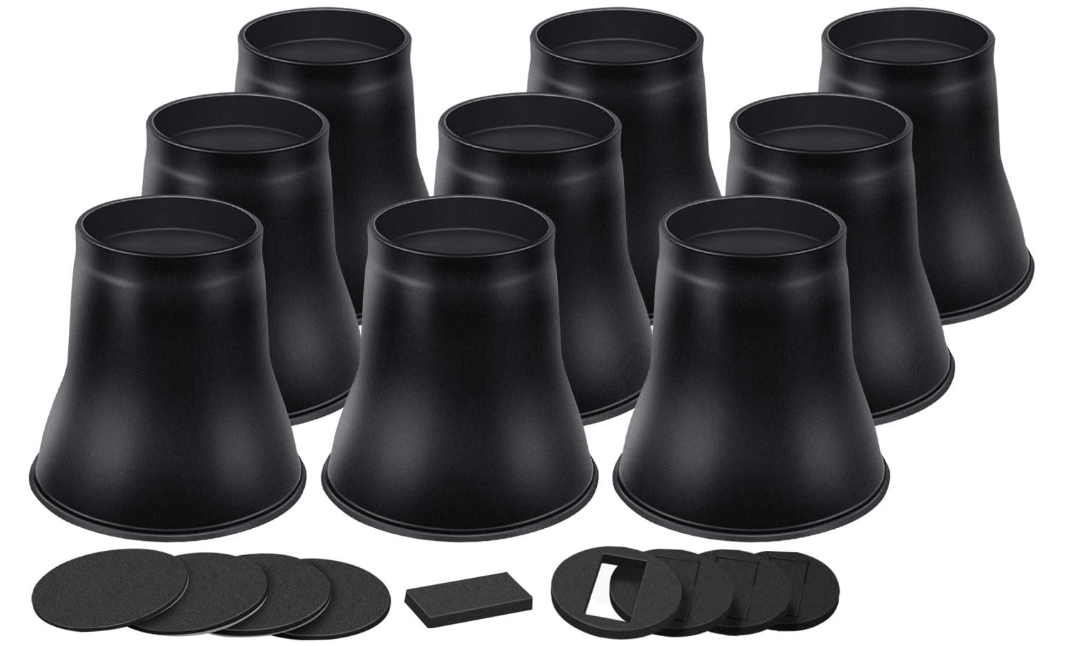 6 Inch Heavy Duty Bed Risers Round Furniture Lifts 6000 Lbs Black 9 PCS Set
