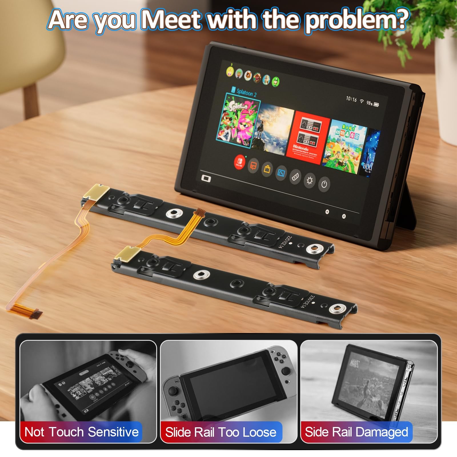 Left and Right Slide Rail for Nintendo Switch Console Slide Rail Bar Replacem...