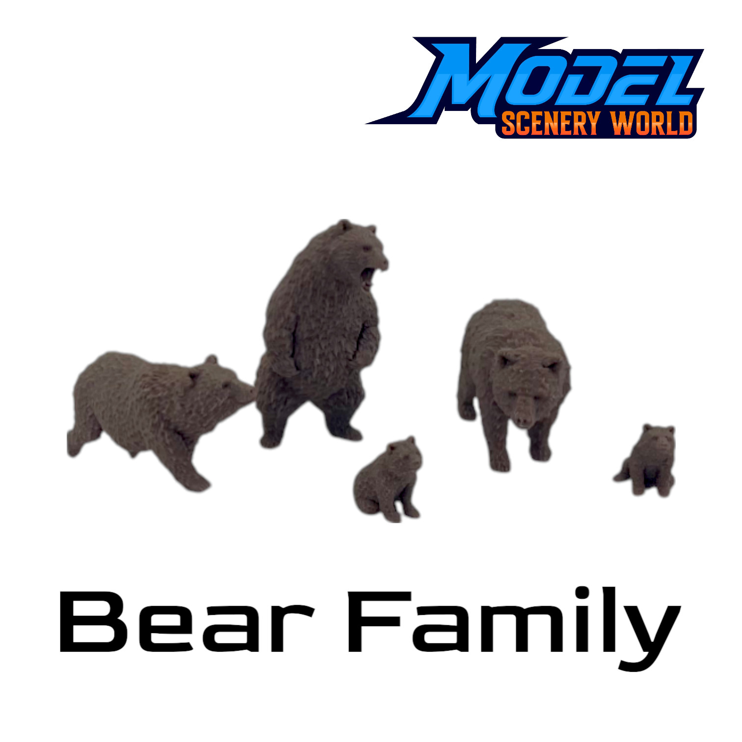 Bears with Cubs (5pk) - O Scale 1:48 - Brown
