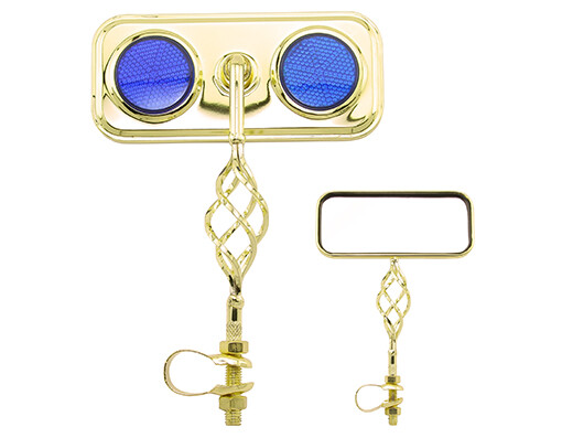 ONE Bike Rectangle Cage Mirror Gold Blue Reflectors. Bike parts,Bicycle parts.
