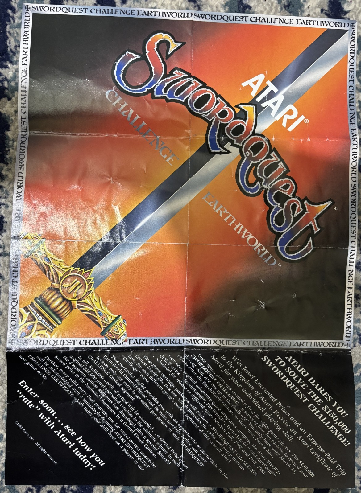 Atari 2600 Swordquest Challenge Earthworld Contest Rules Entry Poster (1982)