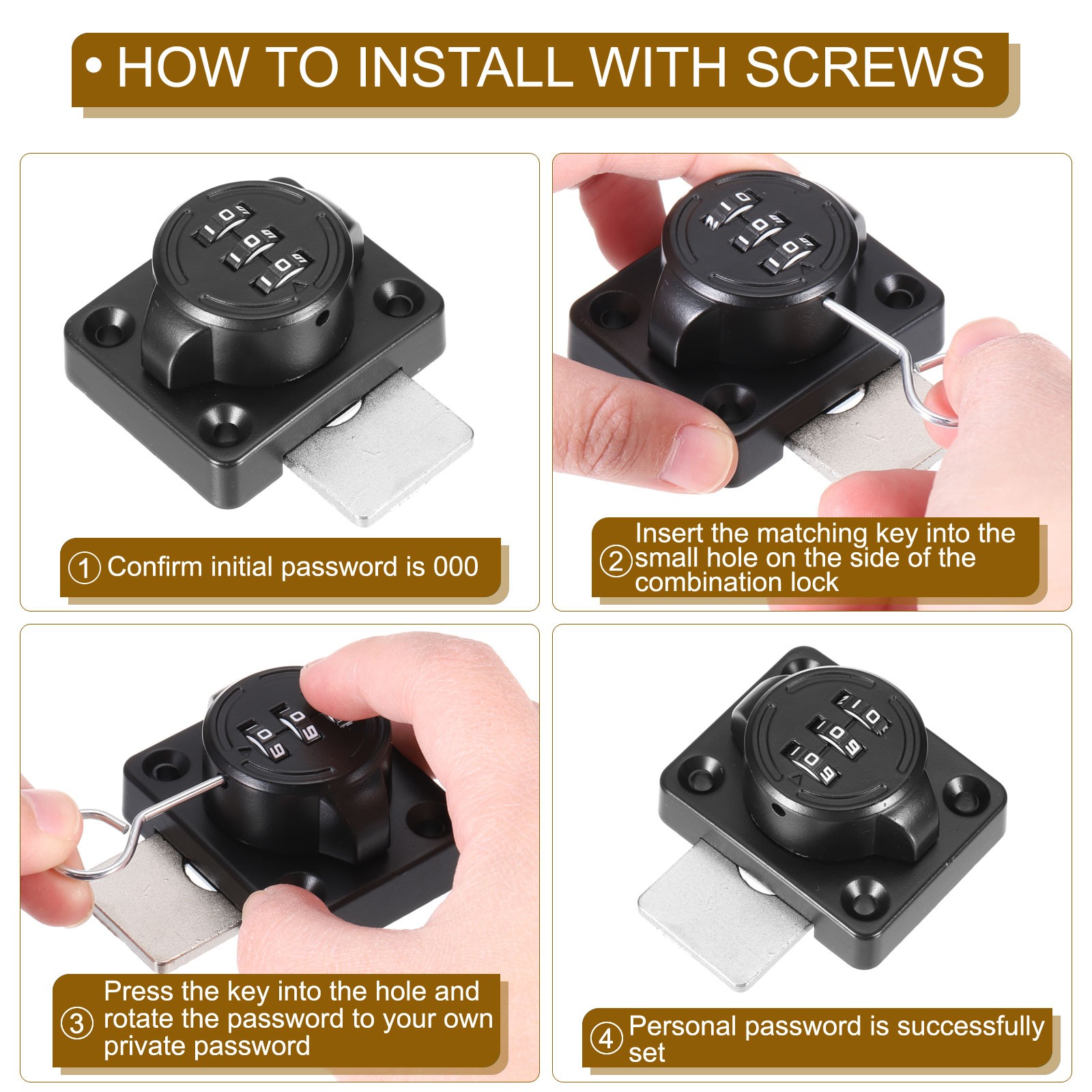 2pcs Mechanical Keyless Combination Lock for White Wardrobe