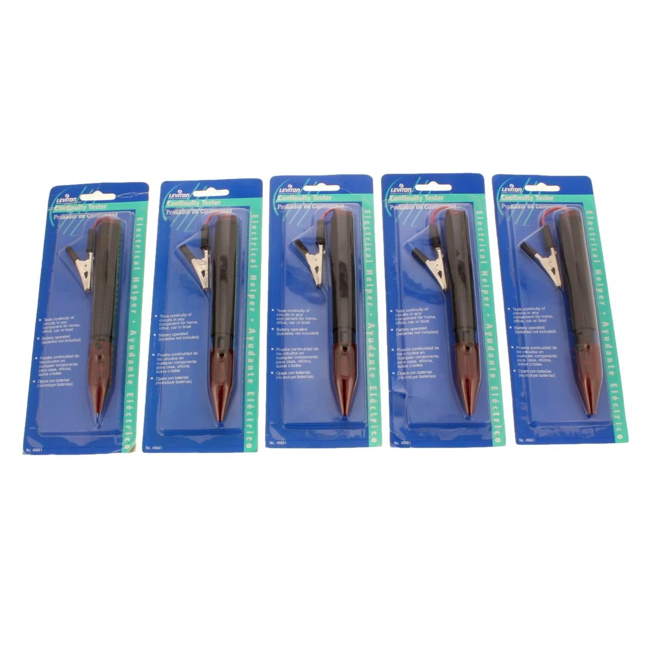 5-Pack Leviton Battery Operated Electrical Continuity Testers w/ Alligator Clip